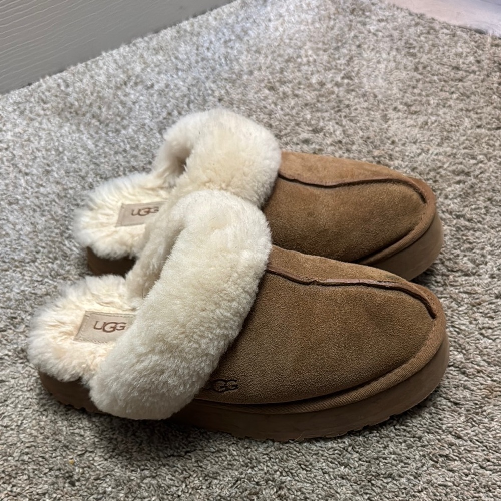 UGG Shearling Lined Tan Slippers